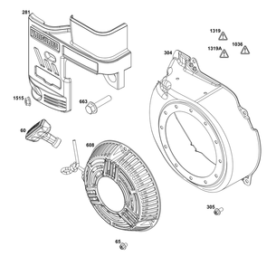 Blower Housing Group Diagram and Parts List for 12V337-0167-F1 100000 - 19Z999 Briggs and Stratton Engine